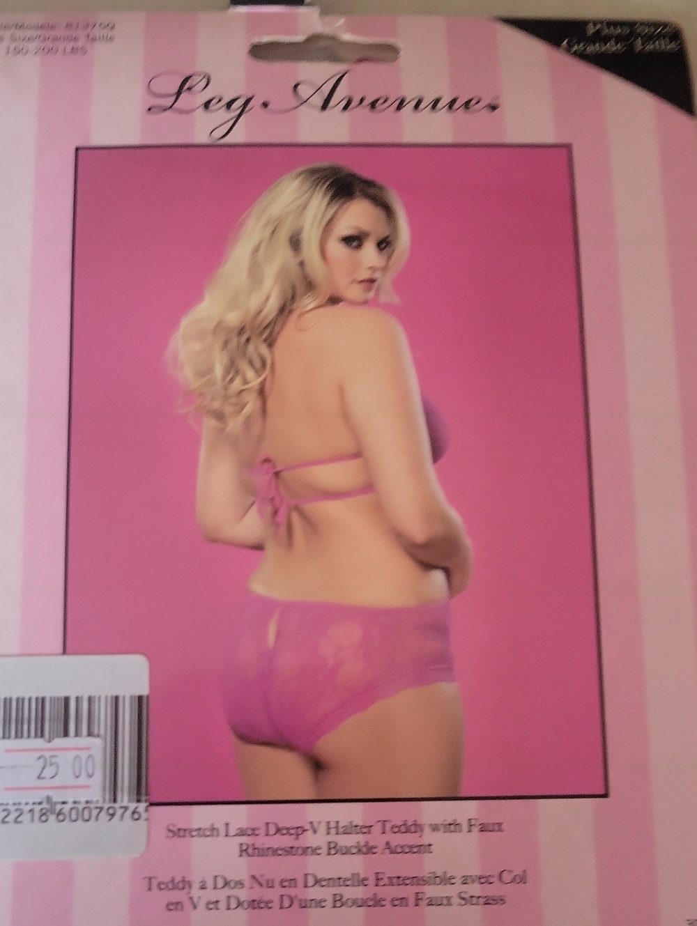 Leg Avenue Hot Pink Stretch Lace Halter Teddy